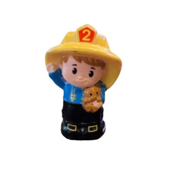 Fisher Price Little People Fireman Firefighter #2 Boy Yellow Hat Kitten 2014 - Picture 1 of 1